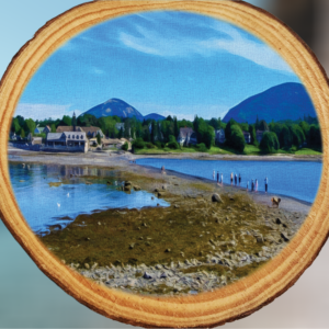 Bar Island Bar Harbor Maine Scene on Woodsie Ornament