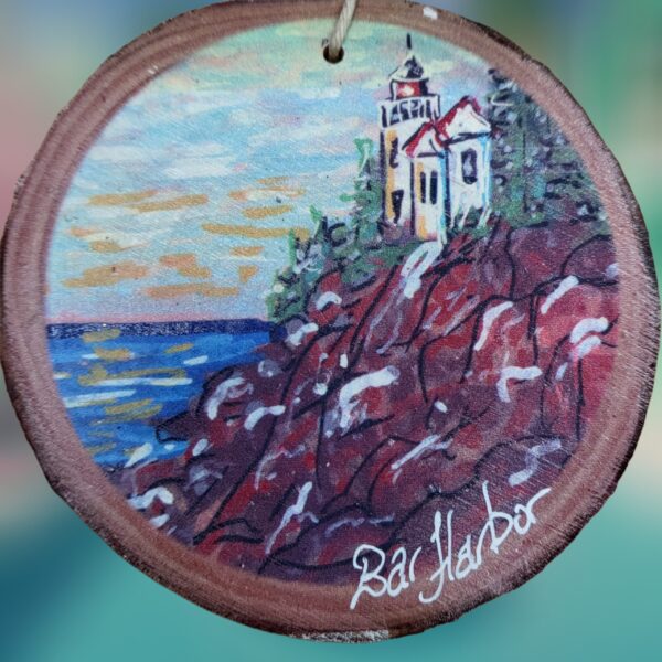 Bass Harbor Lighthouse Acadia Woodsie Ornament