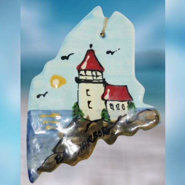 Bass Harbor Lighthouse Ceramic Maine State Ornament