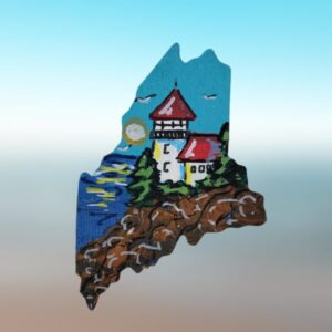 Bass Harbor Lighthouse on Wood Maine State Ornament
