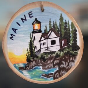 Bass Harbor Maine Lighthouse Woodsie Ornament