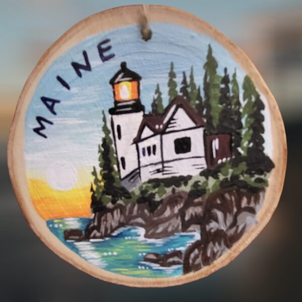 Bass Harbor Maine Lighthouse Woodsie Ornament Bass Harbor Maine Lighthouse Woodsie Ornament