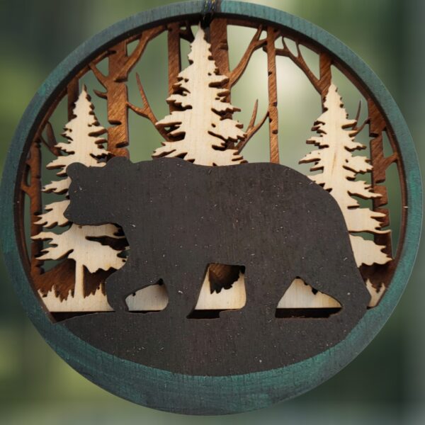 Bear Rustic Trees Layered Wood Ornament Bear Rustic Trees Layered Wood Ornament