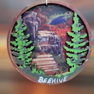 Beehive Acadia Trail Autumn Scene Layered Wood Ornament