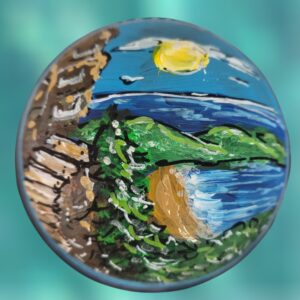 Beehive Trail Acadia with Sand Beach Hand Painted Glass Ornament