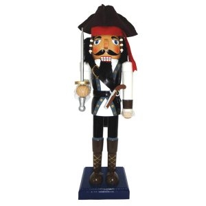 Black and White Pirate Captain Wood Nutcracker