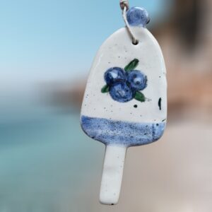 Blueberries on Lobster Buoy Ceramic Ornament with Blue Accent