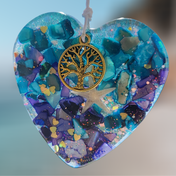 Blue and Purple Abalone with Sea Star Heart of the Sea Ornament