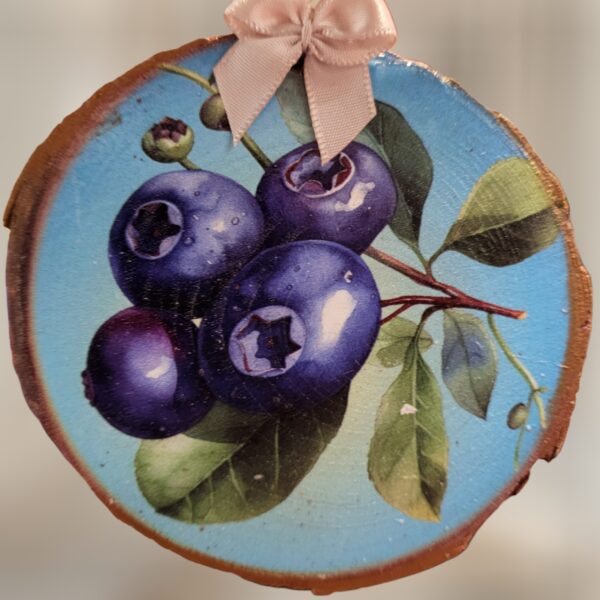 Blueberries on Blue Woodsie Ornament