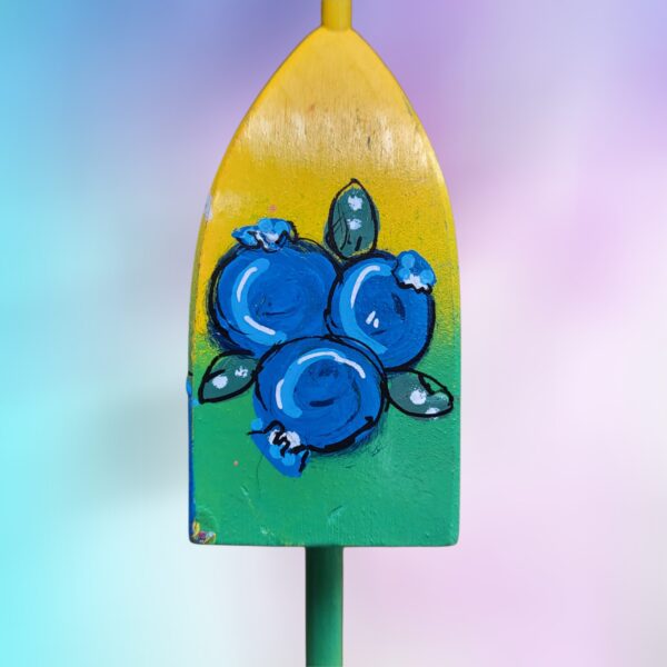 Blueberries on Yellow Green Background 4 Sided Wood Lobster Buoy Ornament