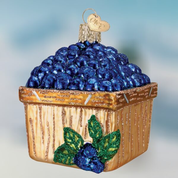 Blueberry Basket Old World Christmas Blown Glass Ornament