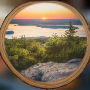 Cadillac Mountain Morning Sunrise Acadia National Park Woodsie Ornament