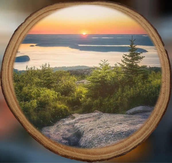 Cadillac Mountain Morning Sunrise Acadia National Park Woodsie Ornament