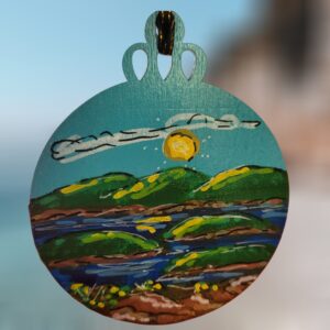 Cadillac Mountain Scene Wood Ornament