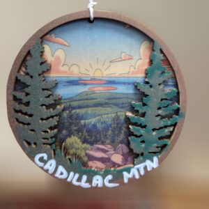Cadillac Mountain Sunrise Layered Wood Ornament