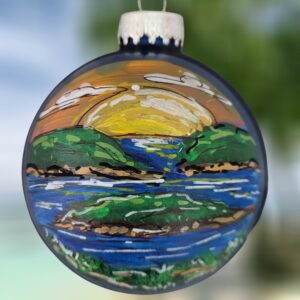 Cadillac Mountain at Sunset Hand Painted Acadia Glass Ornament