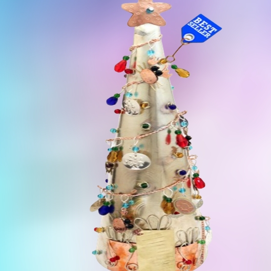 Coastal Christmas Tree Handcrafted Beaded Metal Tabletop Coastal Christmas Tree Handcrafted Beaded Metal Tabletop