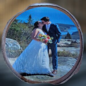 Custom Wedding Bride and Groom Woodsie Ornament