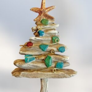 Driftwood with Sea Glass Resin Ornament
