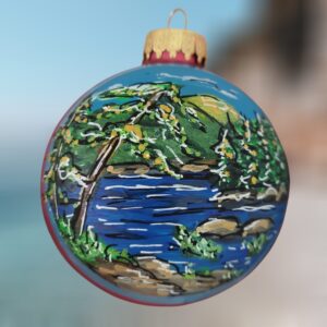 Eagle Lake Acadia National Park Hand Painted Glass Ornament