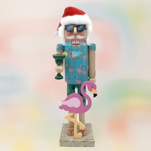 Flamingo Tropical Margarita Wood Nutcracker