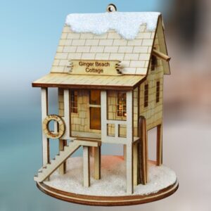 Ginger Beach Cottage Wood Ornament
