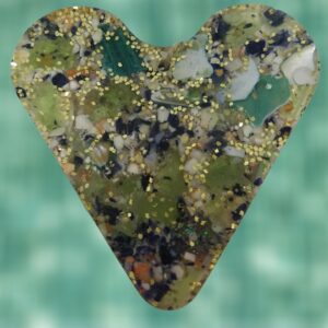 Green Sea Glass with Abalone Lobster Clam and Mussel Shell Heart of the Sea Shell Ornament