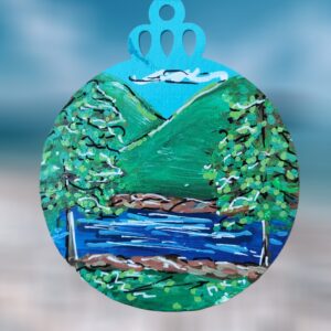 Jordan Pond Acadia Handpainted Wood Ornament