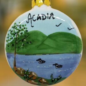 Lake with Loons and Mountain Ceramic Ornament