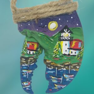 Lighthouse with Boats Dusk Evening with Stars Lobster Claw Ornament