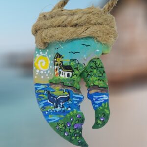 Lighthouse with Whale Blueberries and Blue Sky Lobster Claw Ornament