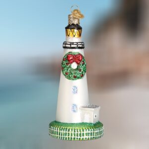 Lighthouse with Wreath Old World Christmas Blown Glass Ornament
