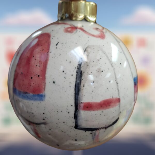 Lobster Buoys on Ceramic Ball Ornament