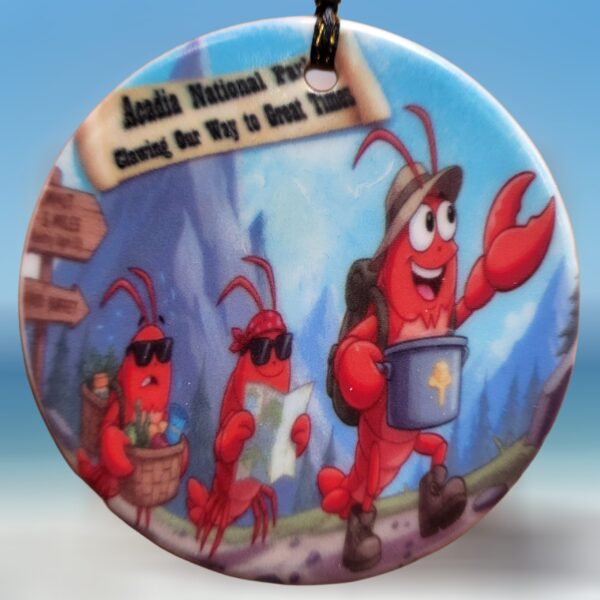 Lobster Family of Three Hiking Acadia Ceramic Ornament