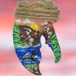 Loon on Pond Sunset Mountain Clearing Lobster Claw Ornament
