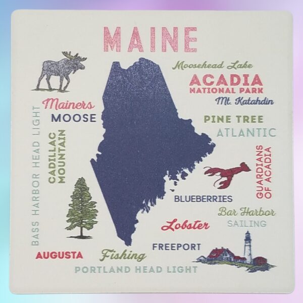 Maine Collage with Icons Maine Coaster