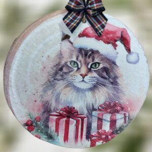 Maine Coon Cat Personalized Woodsie Ornament