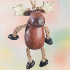 Moose with Dangle Legs Santa Resin Ornament