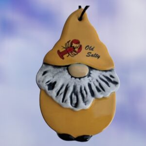 Old Salty with Lobster Yellow Gnome Ceramic Ornament
