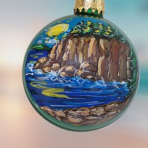 Otter Cliffs Painted Glass Ornament