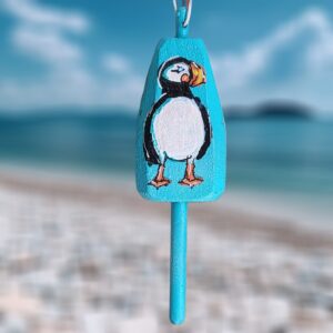 Puffin on Blue Buoy Ornament