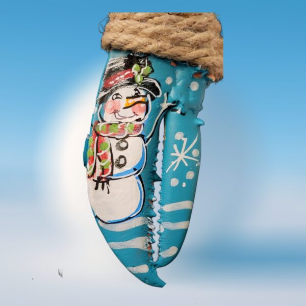 Snowman Painted on Lobster Claw Ornament