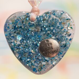Blue Abalone Shell Heart Ornament - Love and Beloved