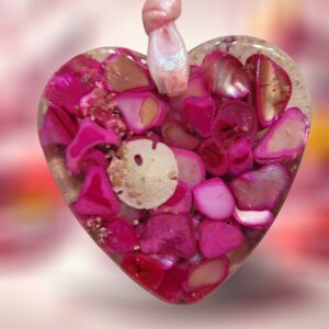 Pink Abalone with Sand Dollar Hear of the Sea Shell Ornament