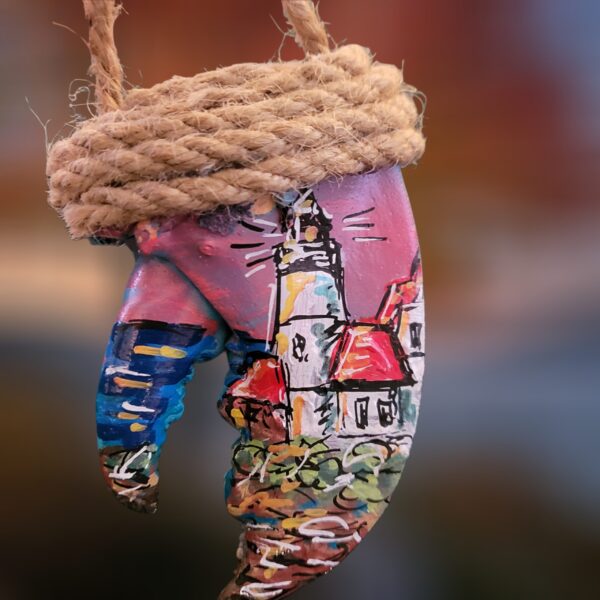 Portland Head Lighthouse Pink Sunset Lobster Claw Ornament