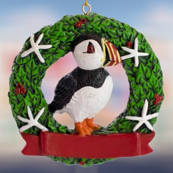 Puffin in Wreath Resin Ornament