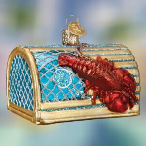 Red Lobster Trap Old World Christmas Blown Glass Ornament
