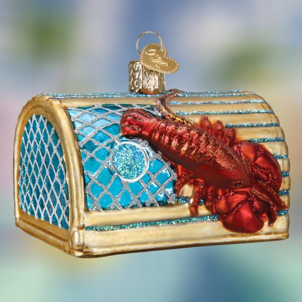 Red Lobster Trap Old World Christmas Blown Glass Ornament