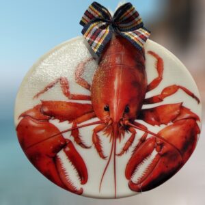 Red Lobster on White Ceramic Ornament