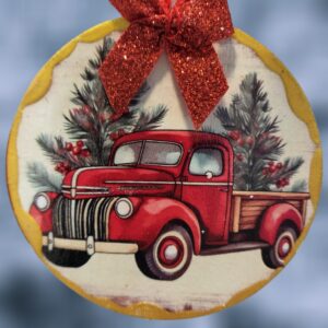 Christmas Trees Wood Ornament with Gold Accent